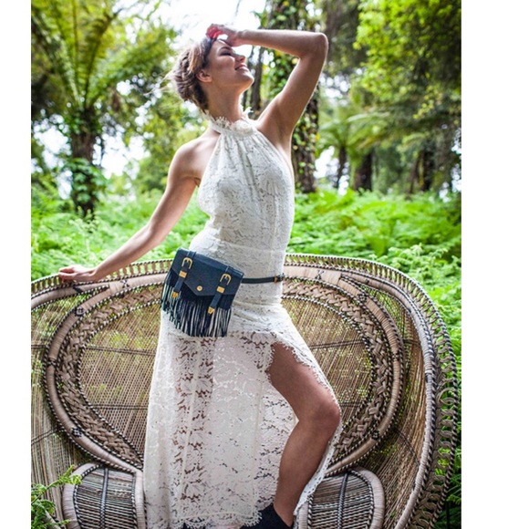 Free People Handbags - BVNDI black leather fringe festival belt bag